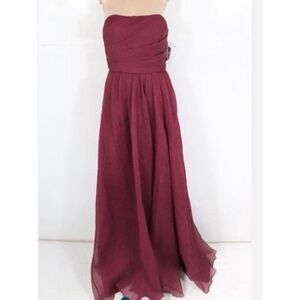 Vera Wang Deep Red Strapless Maxi Dress